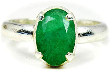 Jewelryonclick Damen Ring aus echtem Smaragd, 6 Karat, in Krappenfassung, Größe H,I,M,P,S,T,U,V,W,X,Z