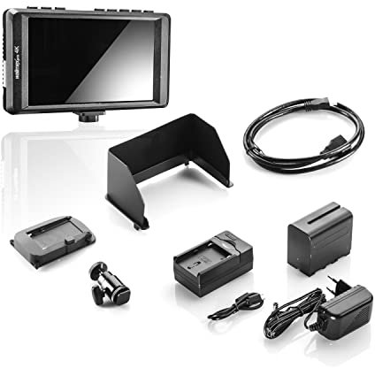 Walimex pro 4.5 Camera Assist Monitor 4K IPS Set - Monitor Externo para cámaras DSLR y CSC, Imagen Brillante y Detallada, Compatible con la Serie de baterías Sony NP-F, fácil de Usar