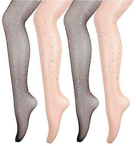 ANDIBEIQI 4 Pares Medias de Rejilla de Red Calcetines de Rejilla para Mujer Fishnet Tights Talla única