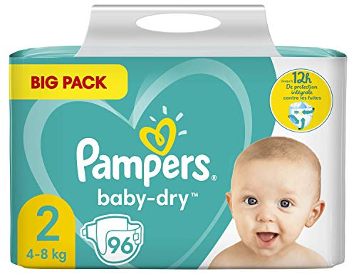 Pampers Baby-Dry Size 2, 96 Nappies, up to 12 Hours All-Round Protection, 4-8 kg, Pack of 2 (2 x 1.565 kg)