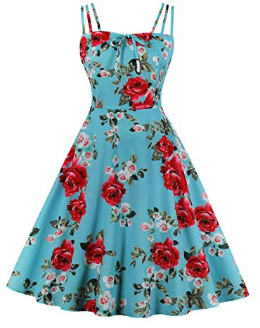 Wellwits Robe vintage années 50 à bretelles pour femme Motif à pois Jaune - jaune - 36-38