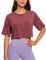 CRZ YOGA Femme Coton Pima Sports T-Shirt Col Rond Hauts Courts de Yoga Running Respirant et Confort À Manches Courtes Merlot Brumeux 40
