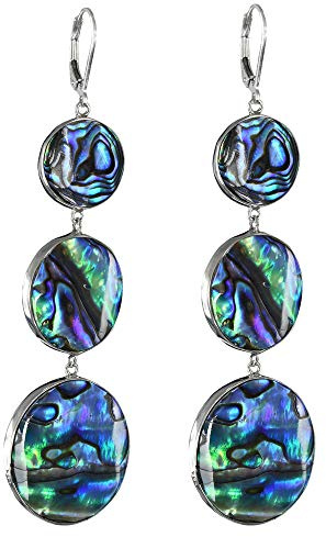 I-be, Paua Muschel Abalone Ohrringe 3 Kreise, 925 Silber, 398201x3 KB
