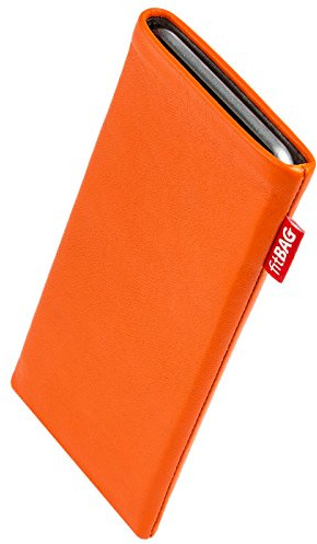 fitBAG Beat Orange Handytasche für Apple iPhone 12 Mini/iPhone 13 Mini Tasche aus Echtleder Nappa mit Microfaserinnenfutter | Hülle mit Reinigungsfunktion | Made in Germany