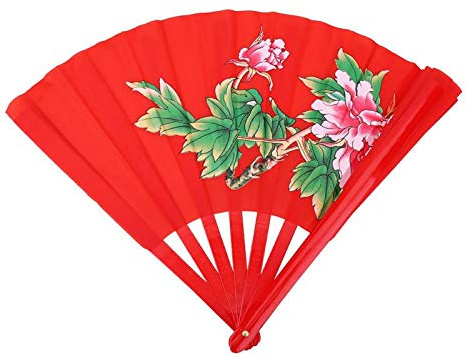Éventail Kung Fu Tai Chi Soie Bambou Rouge Art Martiaux, Grand Éventail Performance Danse Théâtre Mariage Décoration Chinois haut de gamme performant confortable pratique