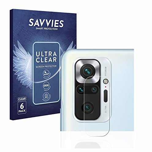savvies Protector Pantalla para Xiaomi Redmi Note 10S (SÓLO Cámara) (6 Unidades) Película Ultra Transparente