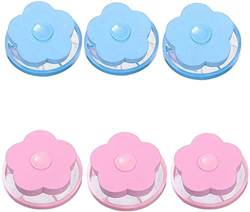 Yeehliny Wiederverwendbare Waschmaschine Floating Lint Mesh Waschmaschine Haarentfernungsfilter Mesh Bag Fussel-Netzbeutel, Fusselfänger, Waschmaschine, Haarfänger, Blumenform (6PCS)