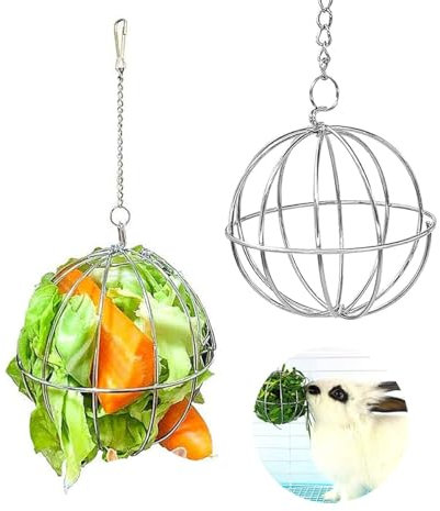 Esteopt 2 Stück Edelstahl Feeder Ball,Hay Ball Nager Futterball Kugel Metall Heuball,Edelstahl Feeder Spielzeug für Meerschweinchen, Hamster, Kaninchen Nager Fuer