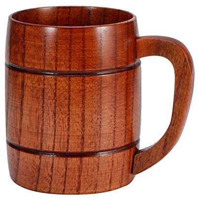 Handgemachte Holz Kaffeetasse, Holz mit Griff Bierkrug für Camping Tasse Holz Reise Kaffeetassen Craft Humpen Teetasse