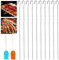 Brochettes pour Barbecue en Acier Inoxydable 20 Pièces Réutilisables pour Barbecue Viande légumes avec 2x brosses à huile en silicone, 35 cm