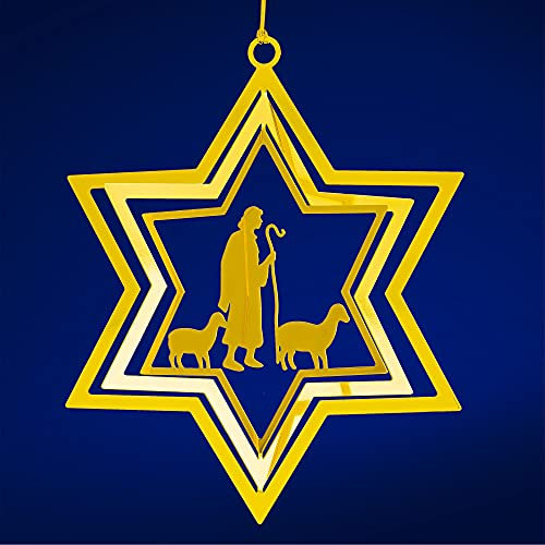 SIKORA BS-MS Traditionelle Christbaumschmuck Weihnachtsbaum Anhänger aus Messing - 28 Modelle wählbar, BS-MS:No.27 167-3 3D-Stern Hirte