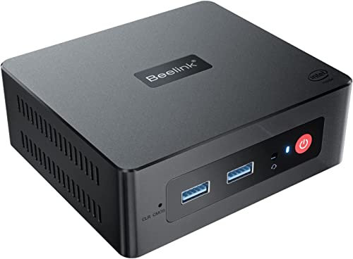 GK55 Mini PC Win 11 Intel Celeron J4125 Processor 8GB RAM DDR4L/256GB SSD, 4K@60Hz, Dual Gigabit Ethernet, Dual Band WiFi, 4K HD, Dual HDMI, Support Auto Power On