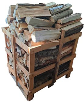 VBChome Bois de chauffage en bois dur - Quantité : 200 kg - Demi-palette - Bois de chêne tremble - Bouleau - 30 cm - Bois de cheminée séché - Feux de camp et four - 10-500 kg - Bois naturel