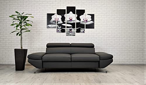 Quattro Meble Dunkelgraues Echtleder 2 er Sofa Varsovia Breite 180 cm mit einstellbaren Kopfstützen Ledersofa Echt Leder Couch Leder Anthrazite und viele Farben