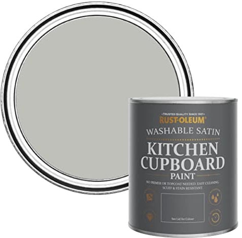 Rust-Oleum Light Grey Scrubbable Kitchen Cupboard Paint in Satin Finish - Flint 750ml