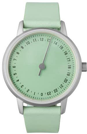 slow Round-S 12 - Green Leather, Silver Case, Green Dial