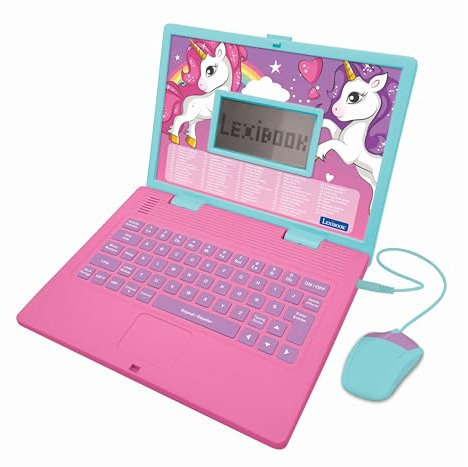 Lexibook, Unicorno, Computer Educativo Bilingue Francese/Inglese, Giocattolo per Bambini, 124 attività per Imparare Lingue, Matematica, Logica, Divertimento e Pianoforte, JC598UNIi1