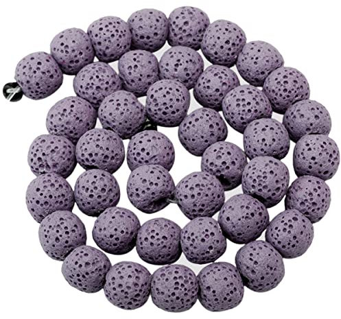 KYEYGWO 8 mm Runde Lavastein Perlen Strang für die Schmuckherstellung, Vulkangestein Lose-Perlen Halbedelsteine-Perlen Schmuck-Accessoires für DIY Design, Armband und Parfüm-Diffusor, Violett