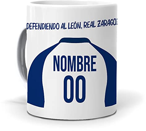 mundohuevo Taza Personalizada con Texto: Defendiendo al león. Regalo Original. Camiseta Personalizada Real Zaragoza. Haz, Regala Alegría.