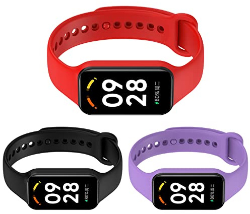 KUTEWEU Armband für Mi Redmi Band 2 Watchband, Silikon Ersatzarmbänder Straps Armbänder mit Verstellbare Sport Bracelet für Xiaomi Redmi Band2 Watch Zubehör (Schwarz+Rot+Lila)