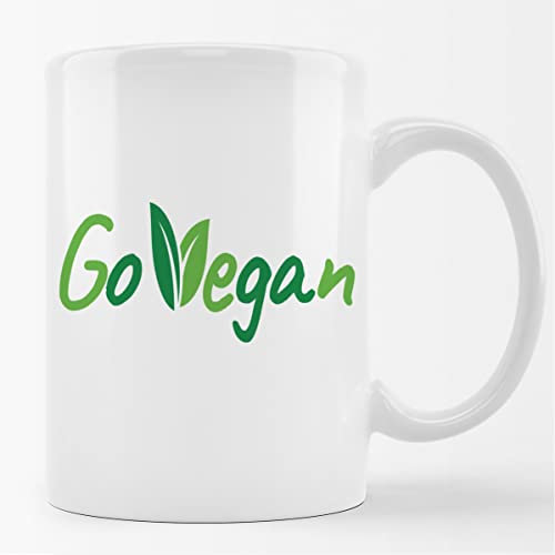 Huuraa Tasse Go Vegan Blätter Geschenk 330ml Weiß Go Vegan Präsent
