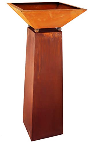 Rostikal Edelrost Blumensäule 88 cm Vintage Gartendeko Pflanzschale Balkon Dekoration