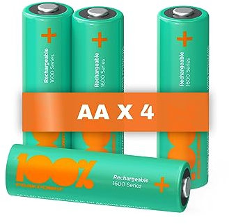 Rechargeable Battery AA 4 Pack NiMH 1.5v /1.2v Volt double AA battery for household applications and solar batteries for garden lights this batterys for pro and basic use (4)