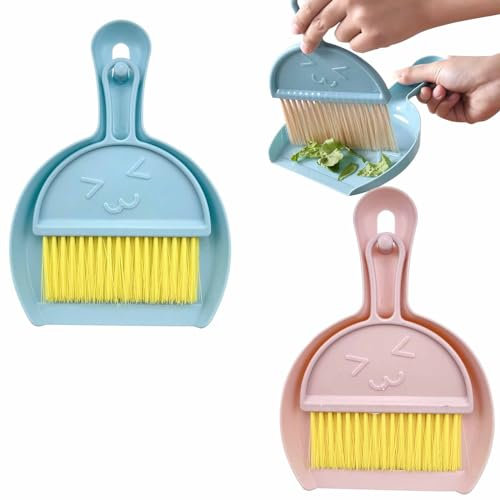 2 Set Mini Dustpan and Brush,Mini Dust Pan with Broom Set,Hand Dustpan Portable Table Top Brush Table Crumb Sweeper Broom with Soft Bristles for Desk, Home, Kitchen Necessities