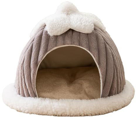 XNSHUN Katzenhaus Hundehaus Hundehöhle, Warmes Und Gemütliches Katzenkorb Haustierbett Katzenbett Höhle, Halbgeschlossene Zwinger Plüsch Katzenhöhle Hundebett Für Kaninchen Haustiere Katzen Hunde (S)
