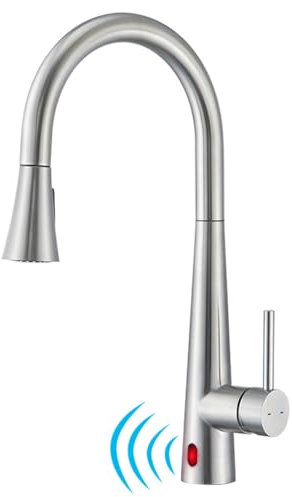 YUANNY Robinet de Cuisine Sans Contact, Mitigeur Cuisine avec Douchette Extensible, Robinet Douchette Cuisine de Rotatif à 360°, 2 Modes, Acier Inoxydable, Nickel Brossé 2