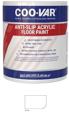 CooVar Anti Slip Acrylic Floor Paint - White - 5 Litre
