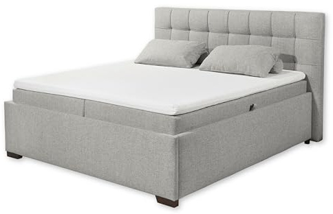 ARTOS 6 Boxbett 160x200 mit Bettkasten, Ash - Bequemes Doppelbett mit Kaltschaum Topper - 183 x 123 x 220 cm (B/H/T)