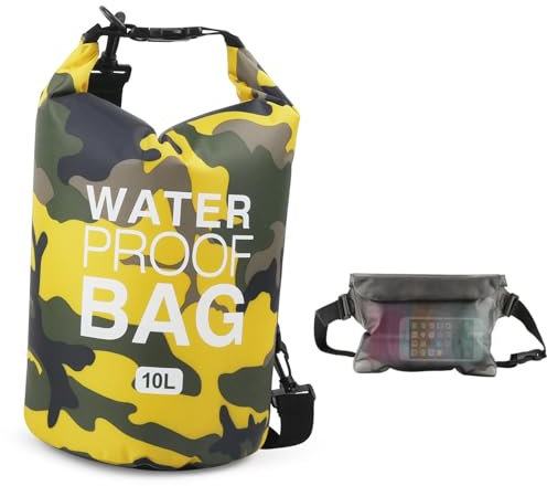 Idefair Wasserdichter Packsack, Schwimmender Trockenrucksack Strandtasche Leichter Trockensack für den Strand, Bootfahren, Angeln, Kajakfahren, Schwimmen, Rafting, Camping 5L 10L 15L 20L 30L