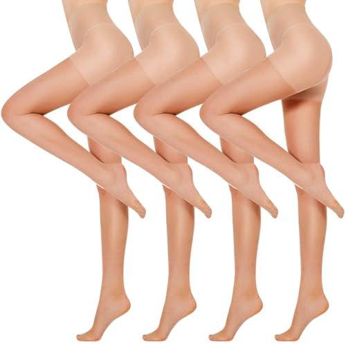 Loiluliy 4 PCS Collant Donna 15 DEN Calze Compressione Graduata Donna Trasparente Contenitivi Modellanti Sottile Comodo Collant
