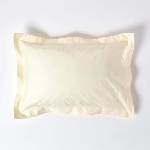 HOMESCAPES 1000 Thread Count Egyptian Cotton Cream Oxford Size Pillowcase Pack of 2