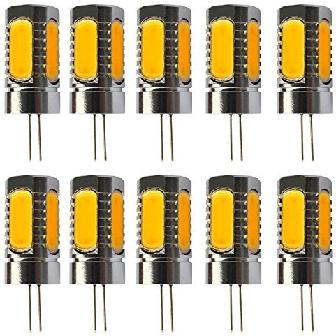 Aoxdi 10 Stück G4 LED Birnen 6W, Warmweiß, 12V G4 LED Stiftsockellampe, Energiesparlampe Lampen Nicht Dimmbar, DC12V