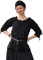 Battle-Merchant Mittelalter Bluse Birga | LARP Bluse aus Baumwolle mit 3/4 Arm | Mittelalter Kleidung für Damen (Schwarz/3XL)