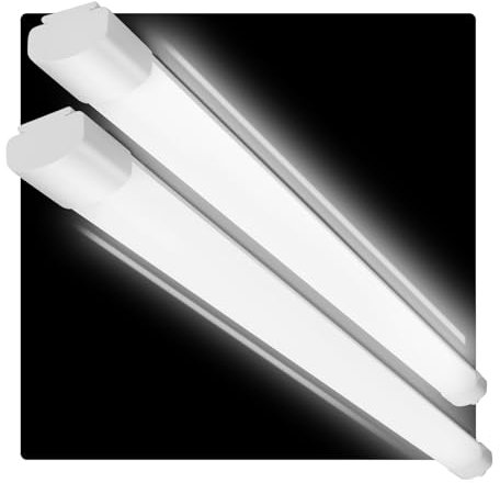 2 Stück LED Feuchtraumleuchte 150CM, 45W 5000LM Werkstattlampe, IP65 Wasserfest Deckenleuchte für Feuchtraum Garage Werkstatt Keller Büro Bad Wohnzimmer Flur, 4000K Neutralweiß