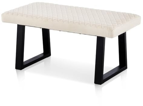 CLIPOP 100cm Samt Sitzbank, Polsterbank Metallbeine, Wohnzimmer, Schlafzimmer, Flur, Esszimmer (Beige)