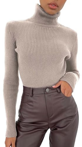 Turtleneck Jumpers for Women UK Women Plus Size Soft Sweater Slim Fit Lightweight Long Sleeve Tops Undershirt Knitted Warm Fashion Pullover Casual Round Neck Essentials Top Christmas Sweater Sales