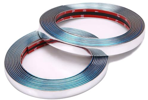 5M Wall Molding Trim, 12mm Silver Wall Edging Strip, 3D Self Adhesive Peel and Stick Trim for Decor, PVC Bright Silver Seam Wall Tape, Mirror-Like Finish Sticker for Ceiling, Corner, Door