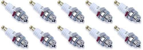 Candela di ricambio L7T Sostituisce NGK BPMR7A, Champion CJ8 RCJ6Y RCJ7Y e altri tipi, per Accensione Motore a 2 Tempi compatibile con Decespugliatore, Motosega e Tosaerba Stihl e Husqvarna - 10 PEZZI