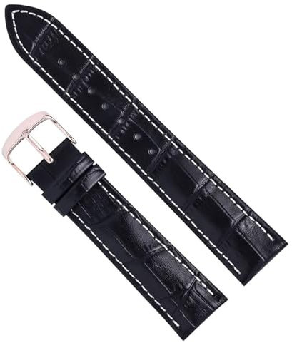 honyeuk Frauen Männer Leder Armband Für Tissot Uhr Armband Armband Für DW Band Ersatz(Black white-Rosegold,22mm)