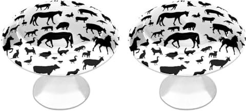 Tilivyx Door Knobs Decorative Farm Animals Silhouette Drawer Handles Cabinet Pull Handles for Cupboard Wardrobes Bedside Table Bookcase 2 PCS