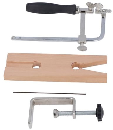 Ensemble de Scie de Bijoutier Professionnel 3 en 1, Cadre de Scie Réglable avec 12 Lames, Ensemble de Pinces à Broches D'établi à Fente en V, pour Cire de Bois et Métal