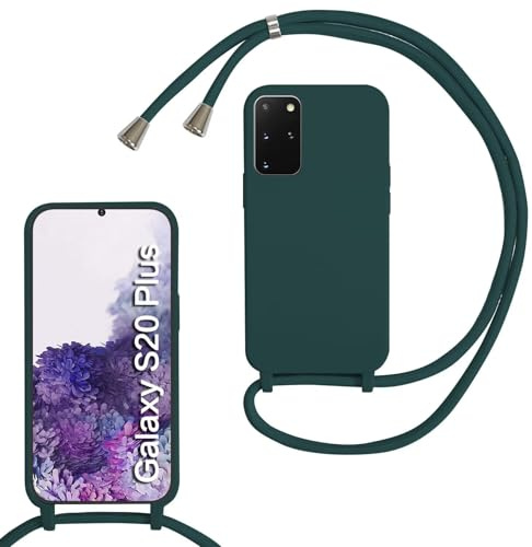 SLWYF Kompatibel mit Samsung Galaxy S11/S20 Plus Hülle, Handykette Hülle Silikon Seil Necklace Handyhülle mit Kordel Tasche TPU Bumper Schutzhülle für Galaxy S20 Plus - Dunkelgrün