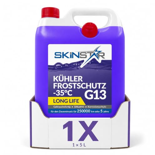 SkinStar Kühlerfrostschutz G13-35°C 5L Kühlmittel Kühlwasser Auto | Gebrauchsfertiges Motorkühlmittel lila: Frostschutz bis -35°C, silikatfrei, Long Life für 250.000 km oder 5 Jahre