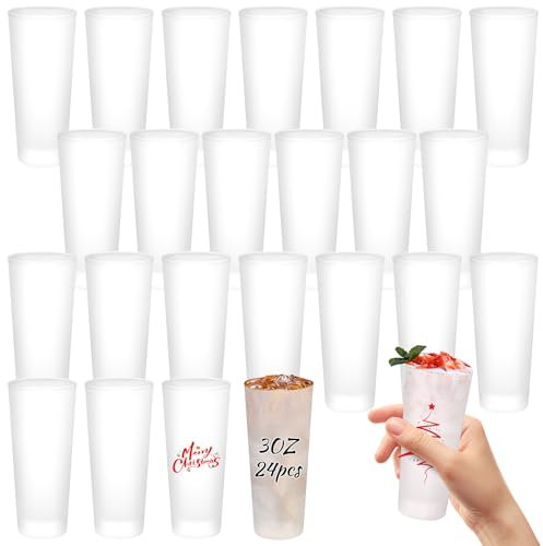 OJMHD Lot de 24 mini verres à shot personnalisés de 85 ml avec base lourde pour adhésif UV, verres à shot vierges personnalisés pour fête, bière, vodka, whisky, expresso, tequila, vin