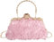 MilyaDE Damen Rose Clutch mit Strass Ketten Kisslock, Elegante Hochzeit Schulter- & Handtasche für besondere Anlässe, Rosa