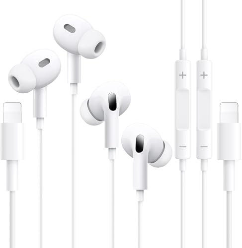 2er Pack Kopfhörer für iPhone MFi Zertifiziert: In-Ear Headphones with Cable Microphone and Volume Control, HiFi Audio Stereo Earphones, iPhone Headphones with Cable for iPhone 14/13/12/11/XS All
